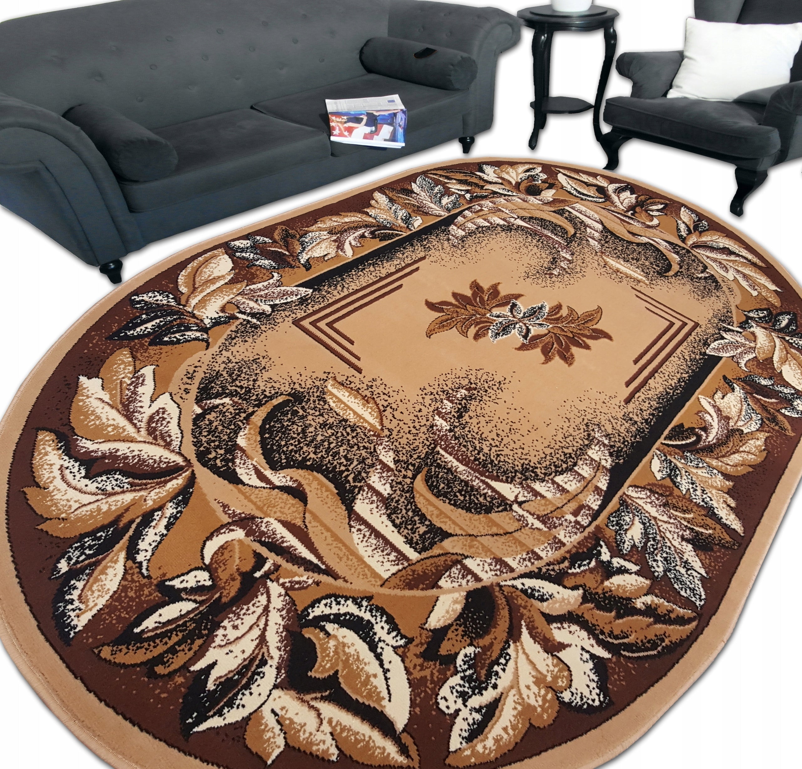 Oval Carpet 150x210 Real Room Alpha Shiraz Bcf BELGIUM -Mix patterns