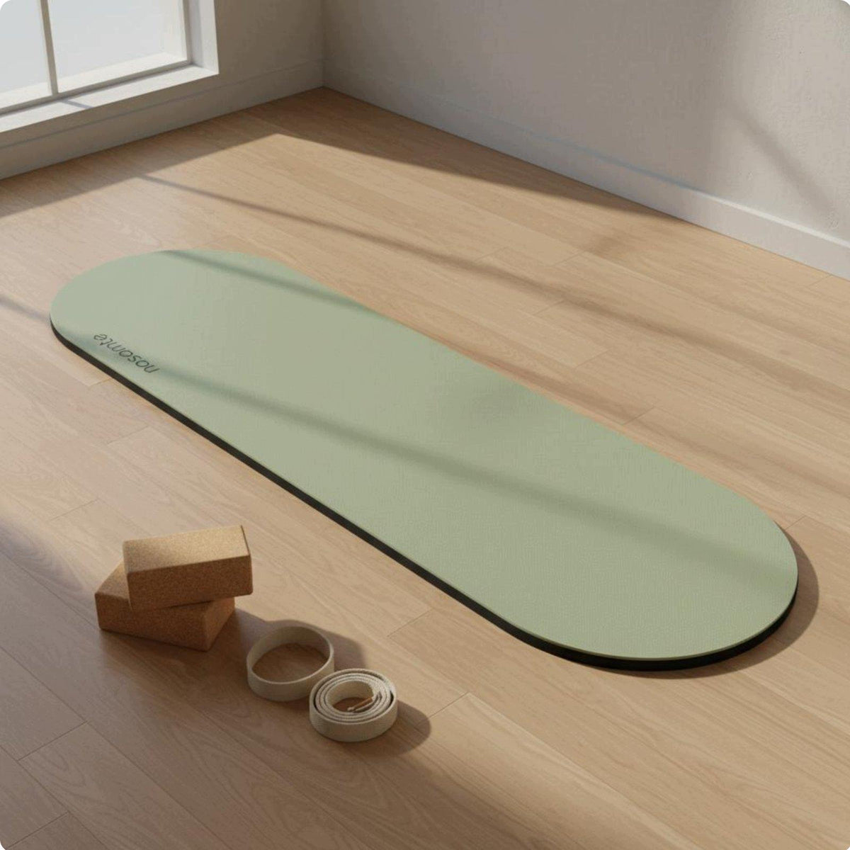 Oval Exercise Mat Long Lasting Exercise Mat Heavy Mustard Green 70*200cm