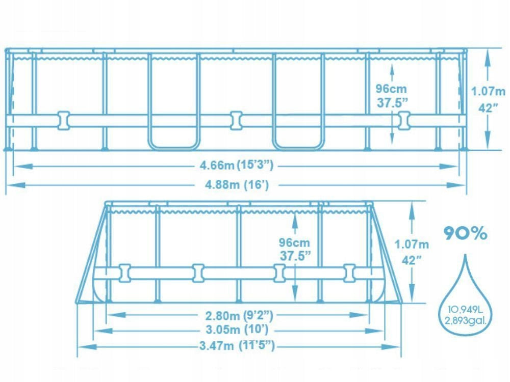 Oval Garden Pool 488x305x107 Framed with Pump Bestway 56448 MODEL2026 Manufacturer code 5555555555