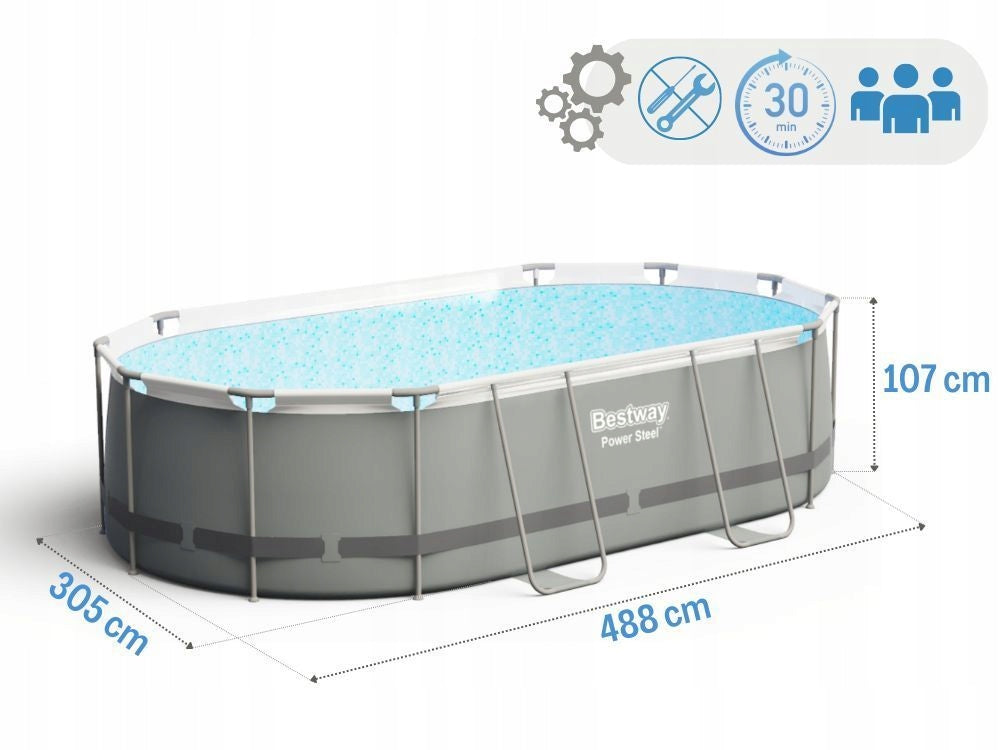 Oval Garden Pool 488x305x107 Framed with Pump Bestway 56448 MODEL2026 Packaging status original