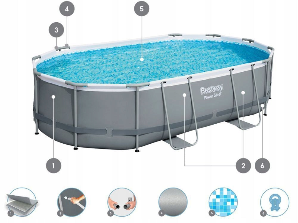 Oval Garden Pool 488x305x107 Framed with Pump Bestway 56448 MODEL2026 Series 5555555555