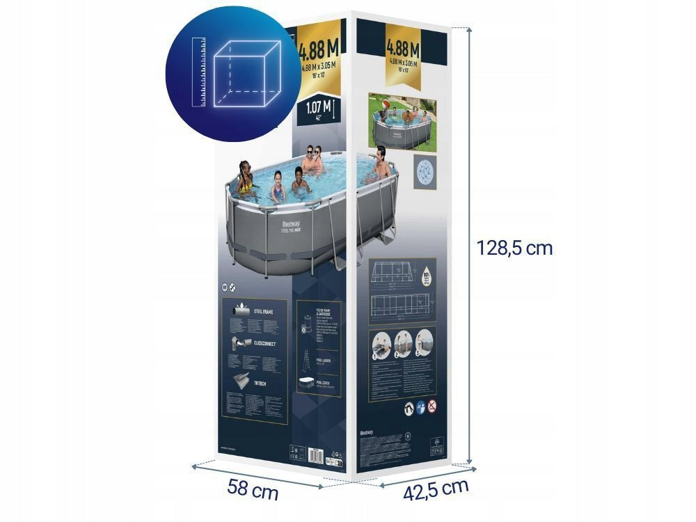 Oval Garden Pool 488x305x107 Framed with Pump Bestway 56448 MODEL2026 Volume 10949 l