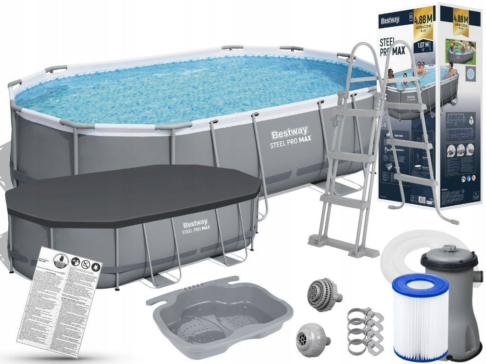Oval Garden Pool 488x305x107 Framed with Pump Bestway 56448 MODEL2026