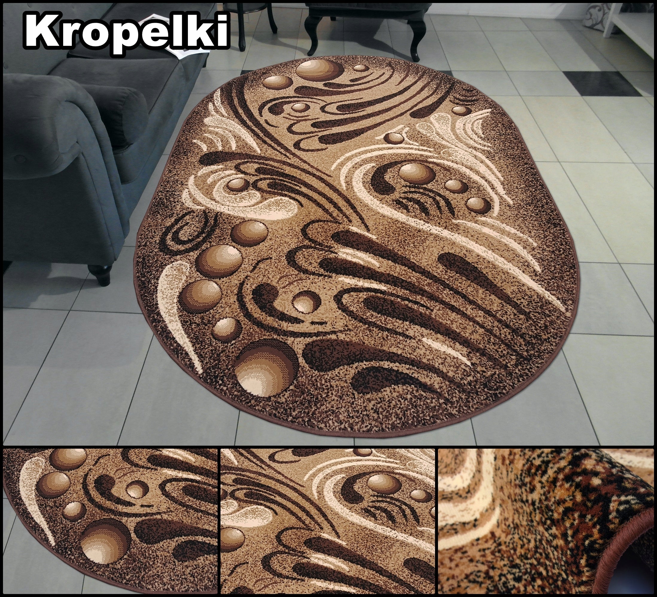 Oval rug 180x250 Fashionable woven alfa Bcf OVAL Brown beige Bordo - Assorted designs Length 250 cm