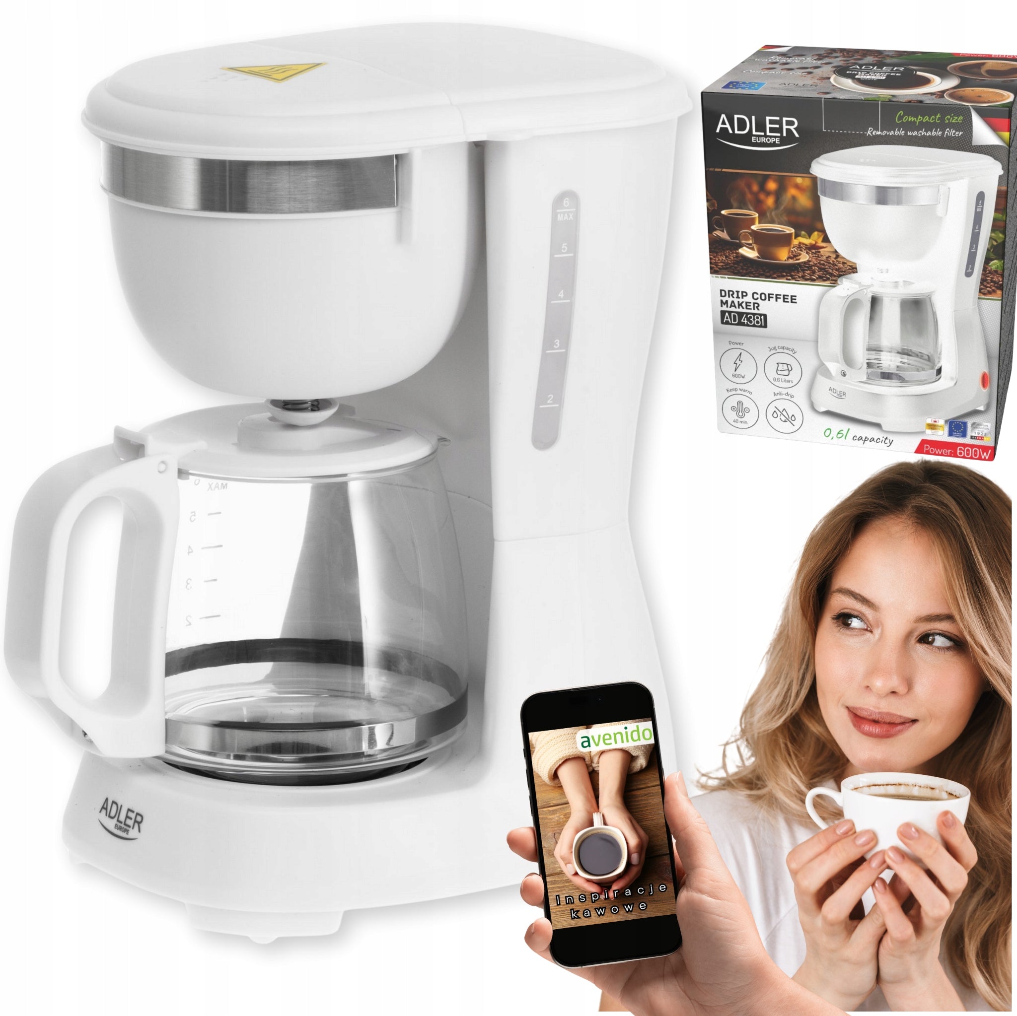 Overflow Coffee Maker 0,6L 600W Temperature Maintenance ANTI-DRIP