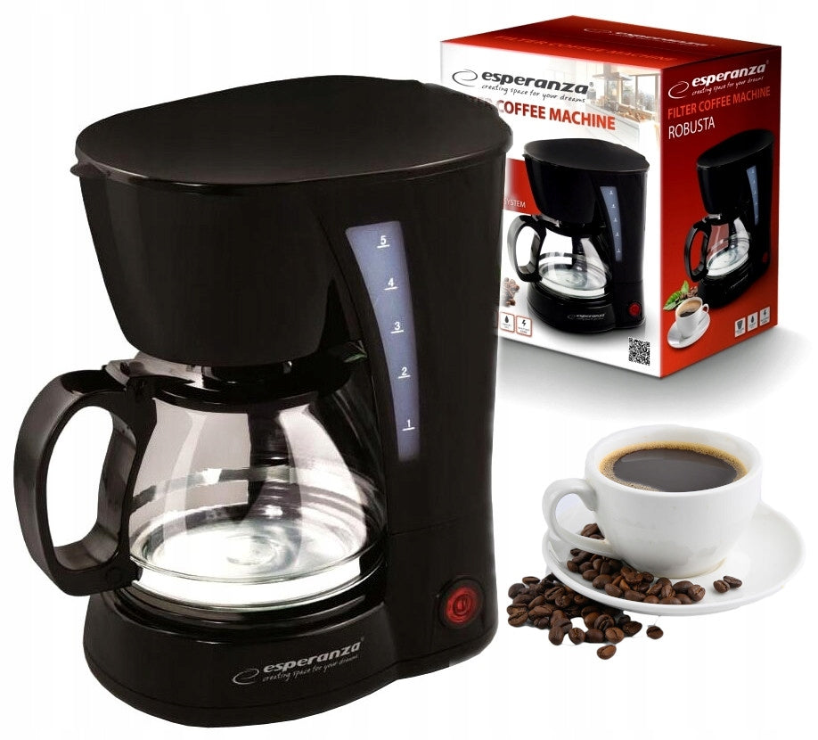Overflow coffee and tea maker Esperanza 0,6 L fixed filter Auto OFF Manufacturer code 0.6 L EKSPRES PRZELEWOWY DO KAWY ROBUSTA