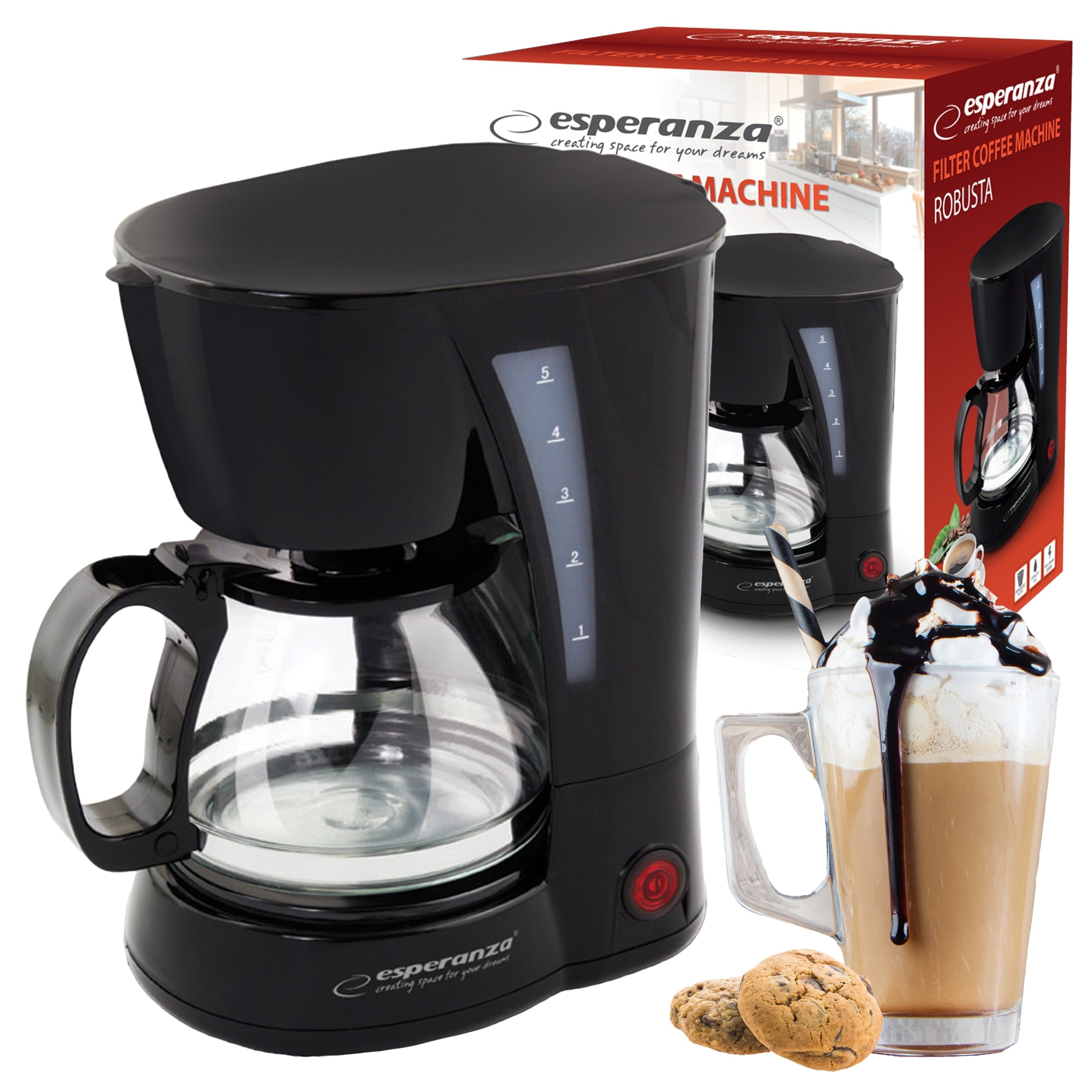 Overflow coffee and tea maker Esperanza 0,6 L fixed filter Auto OFF