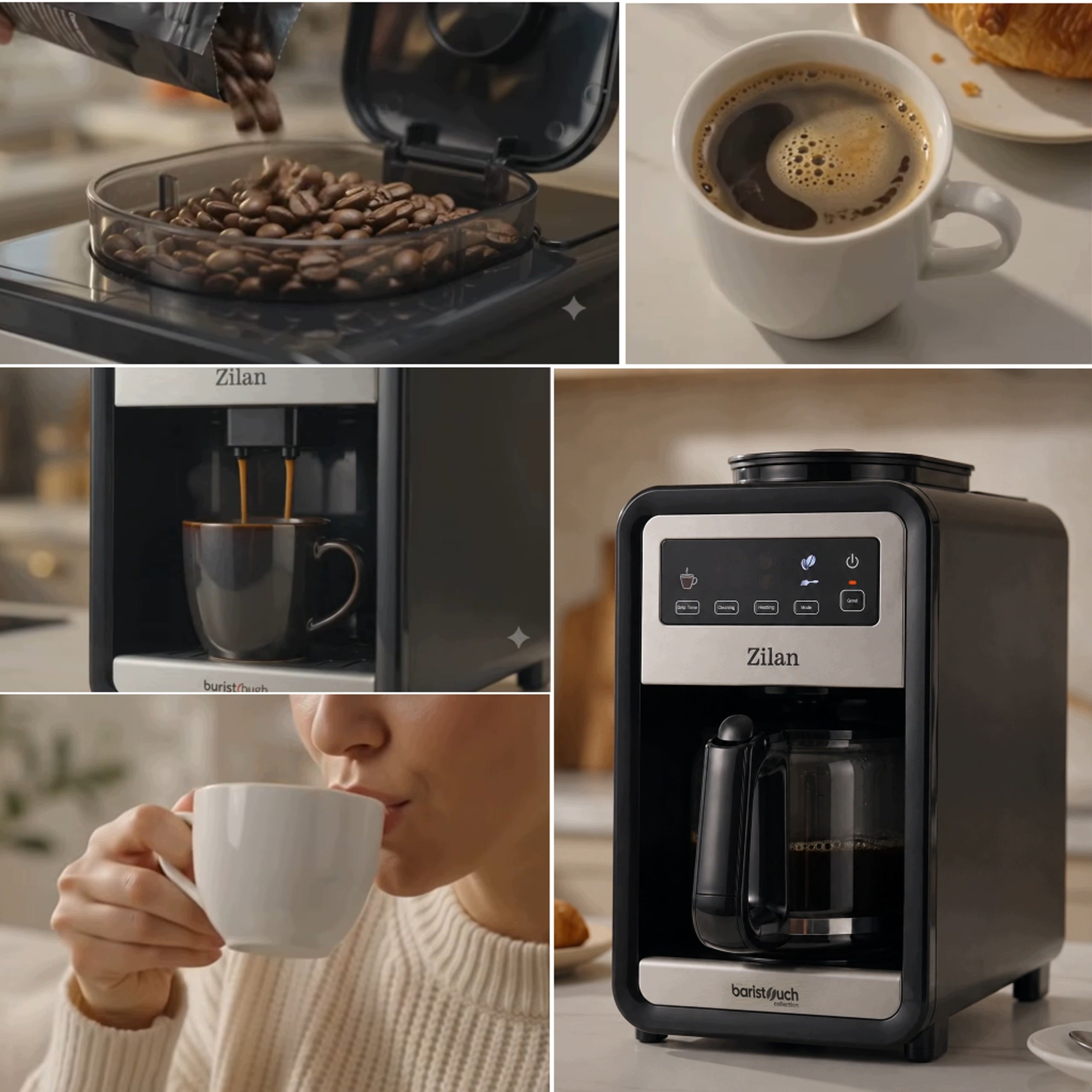 Overflow coffee maker BarisTouch Extra 640W GRINDER 850ML Packaging status original