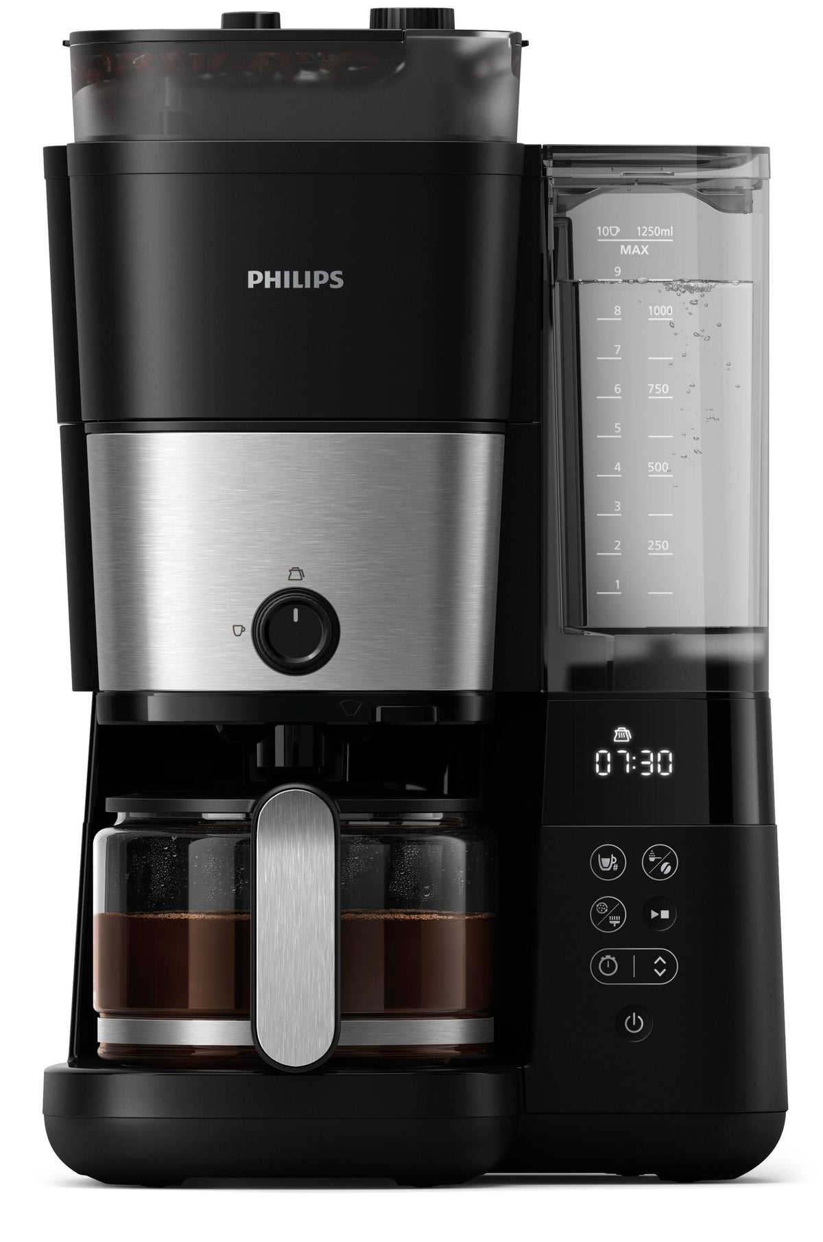 Overflow coffee maker Philips black 1,25 l with built-in grinder Brand Philips