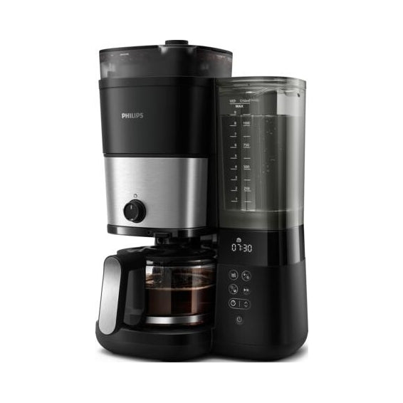Overflow coffee maker Philips black 1,25 l with built-in grinder