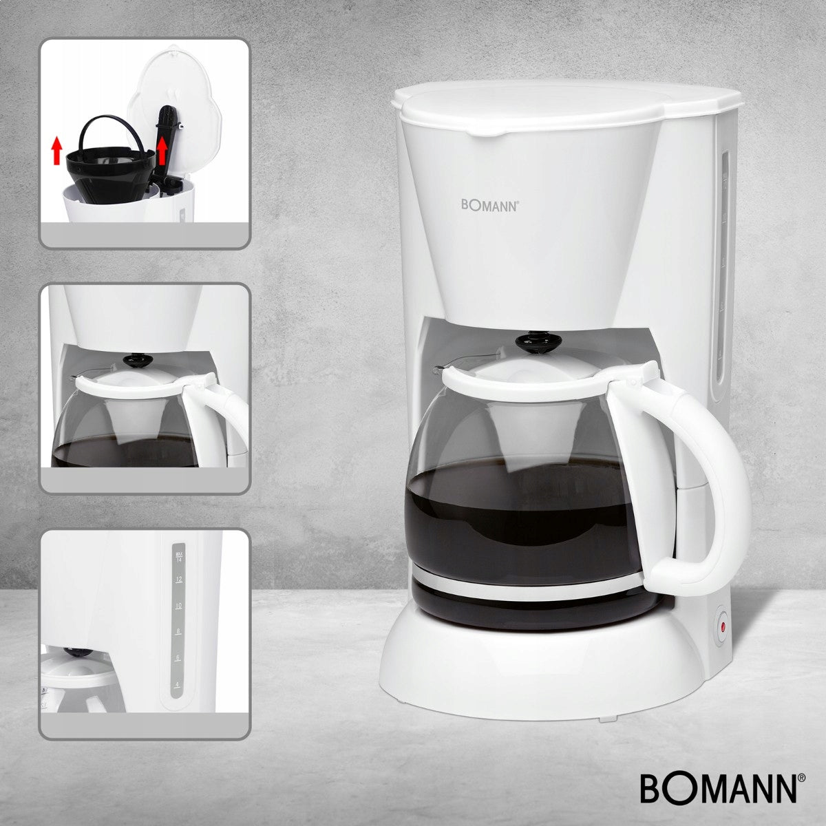 Overflow coffee maker, coffee maker Bomann KA 183 CB (white) EAN (GTIN) 4004470018301
