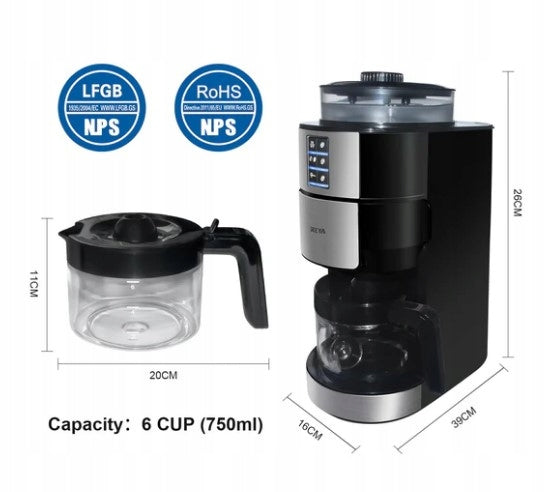 Overflow coffee maker for 6 cups coffee sprinkled coffee grinder Deeya Germany Packaging status original