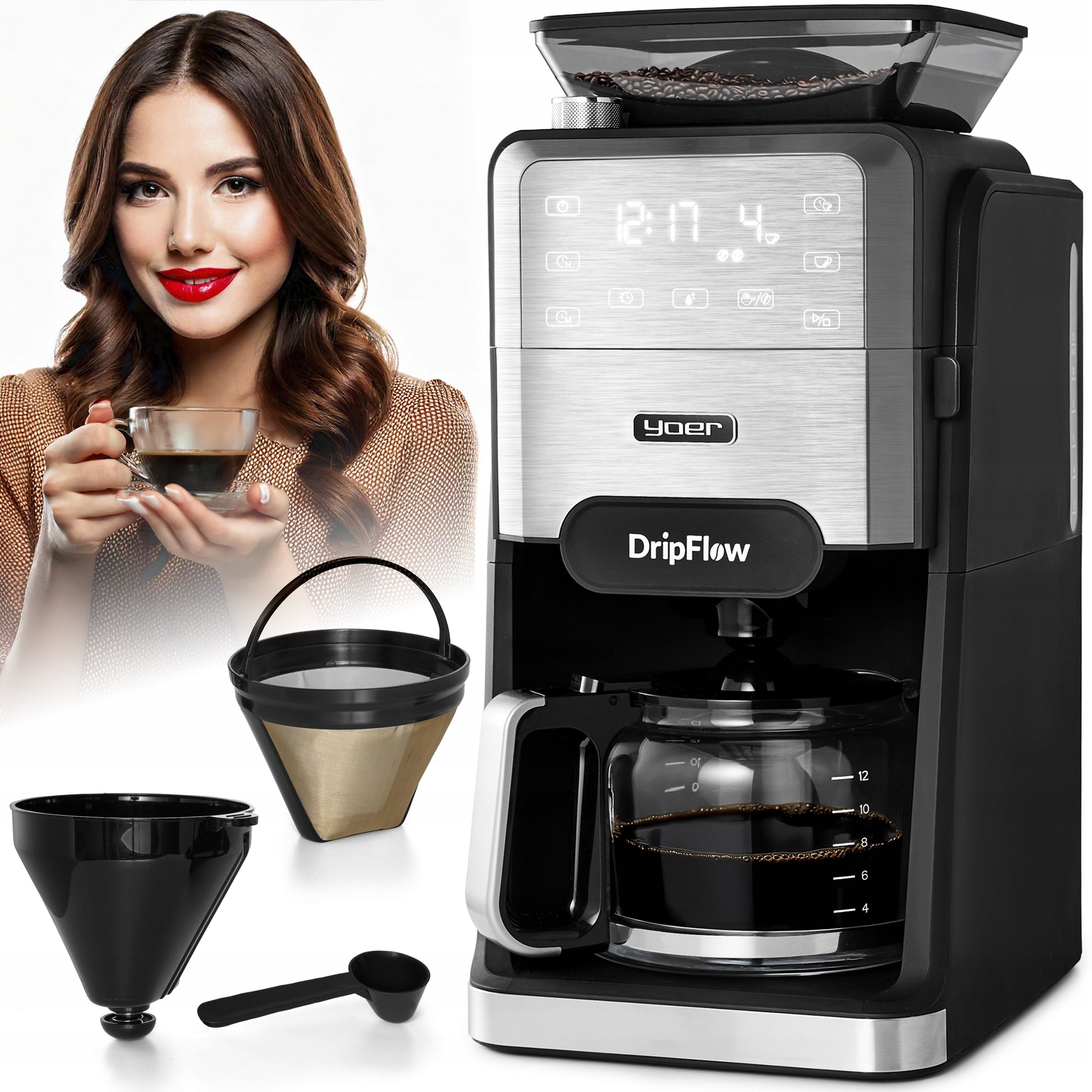 Overflow coffee maker with Yoer 1520W 1,5L +Programmer