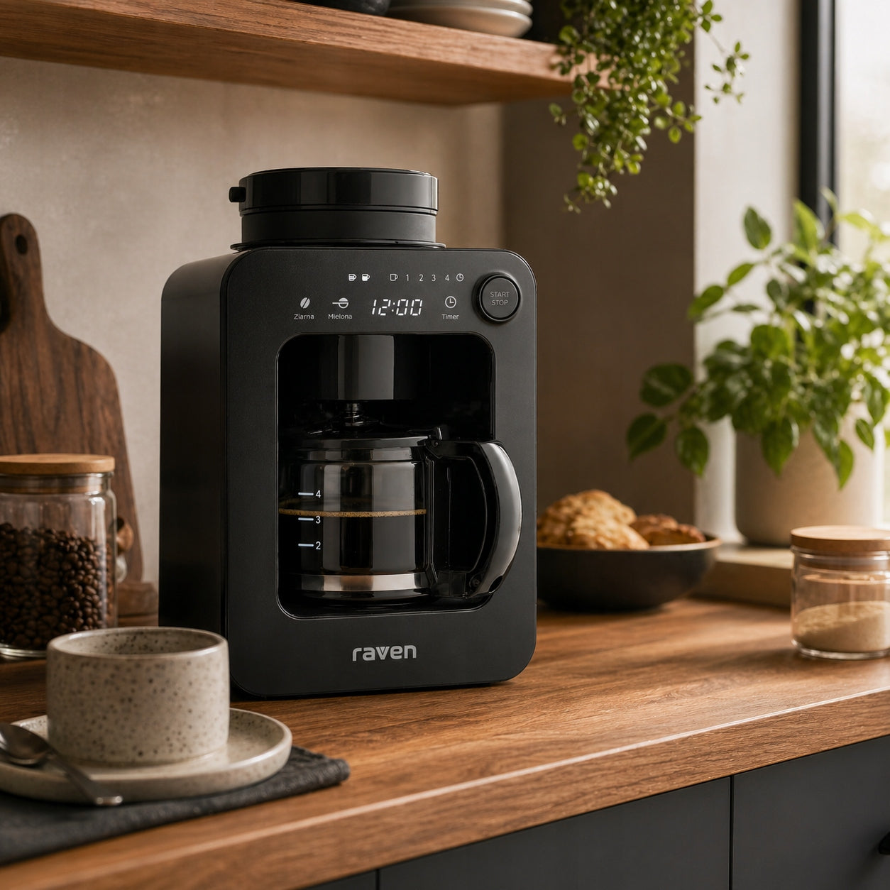Overflow coffee maker with jug Raven EEP004 600W Compact with grinder Capacity 0.56 l