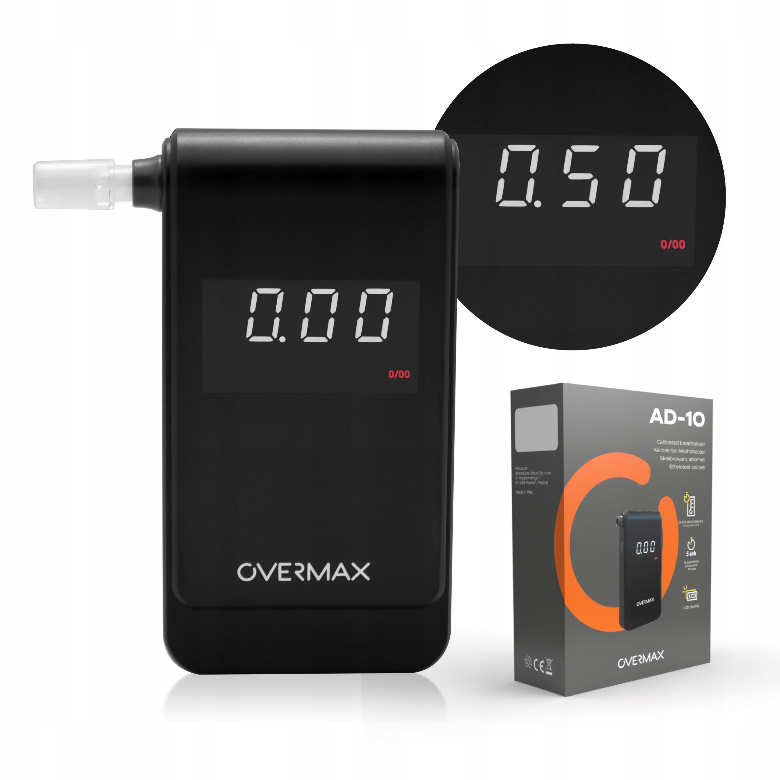 Overmax AD-10 - electrochemical breathalyzer