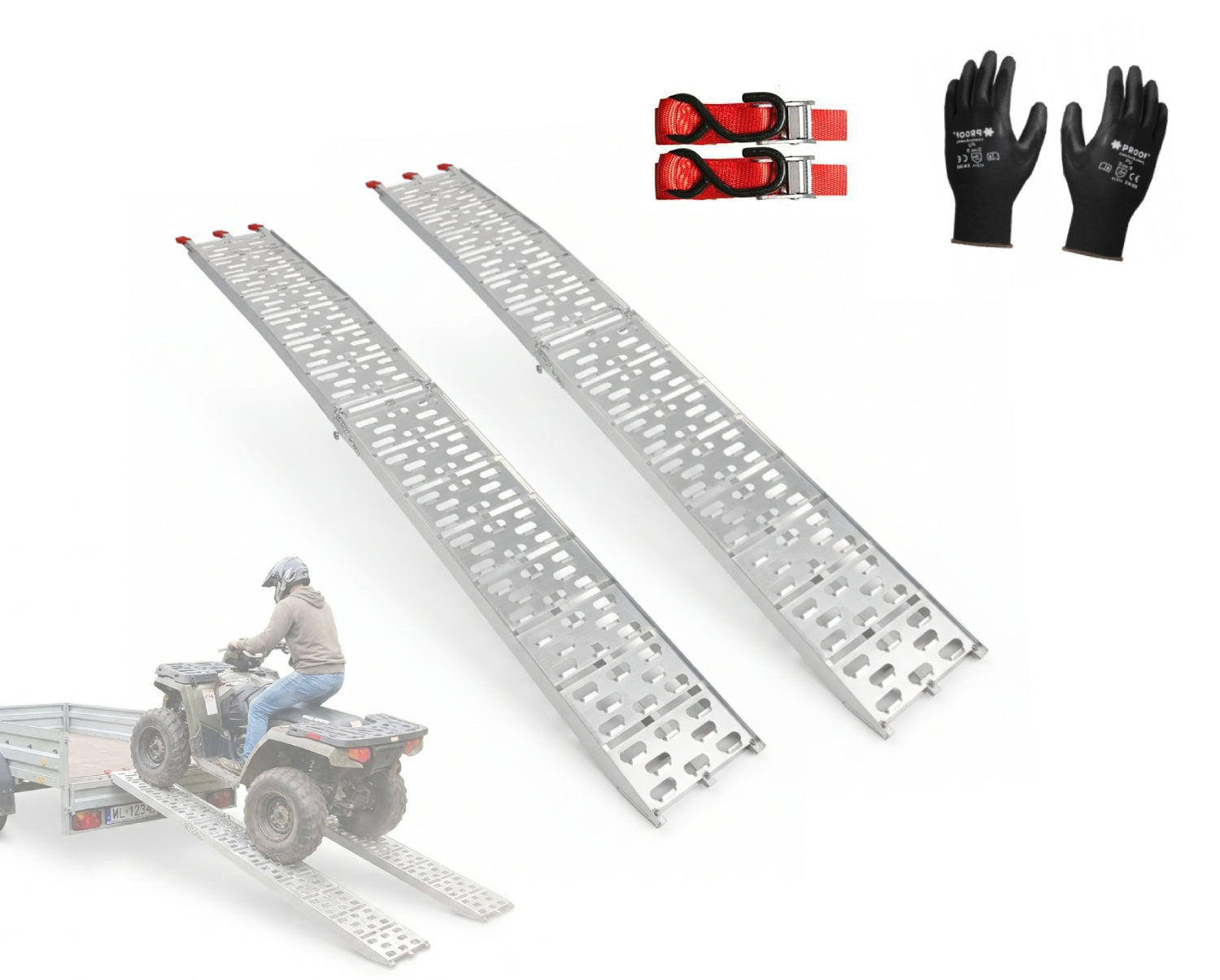 Overrun ramps 2pcs folding 228cm aluminum lifting capacity 680kg FREEBIE