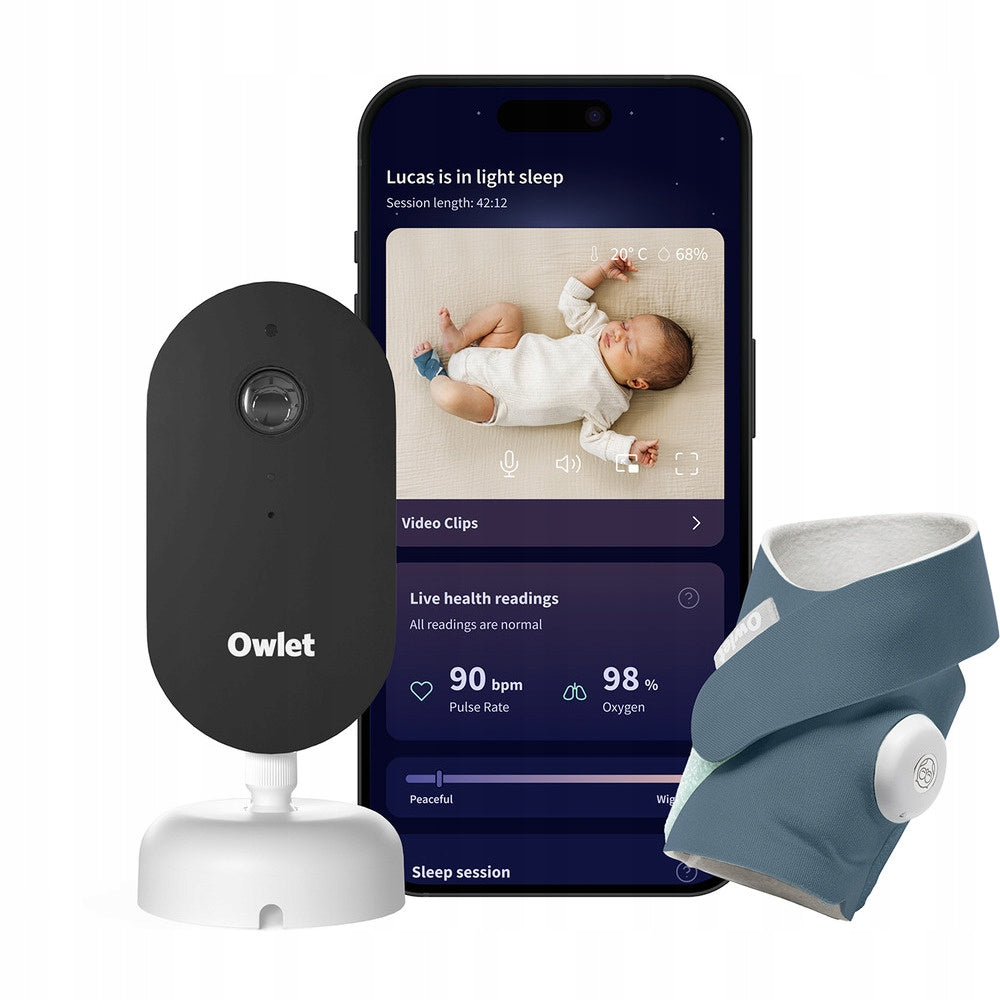 Owlet Dream Duo Baby Monitor and Pulse Oximeter Dream Sock blue