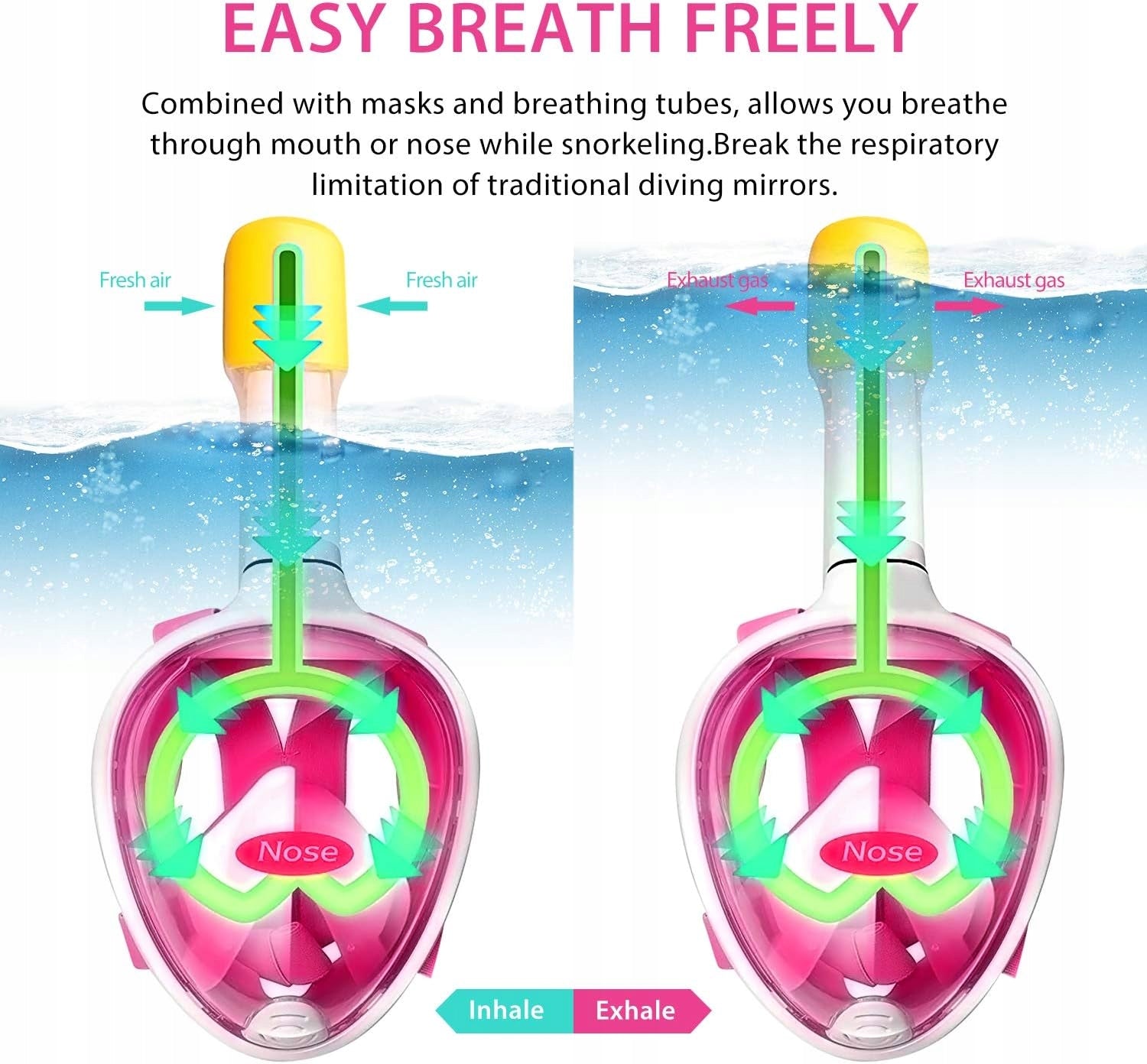 P/04 HINATAA Full face diving mask 180° S-M - white and pink /4 Brand no brand