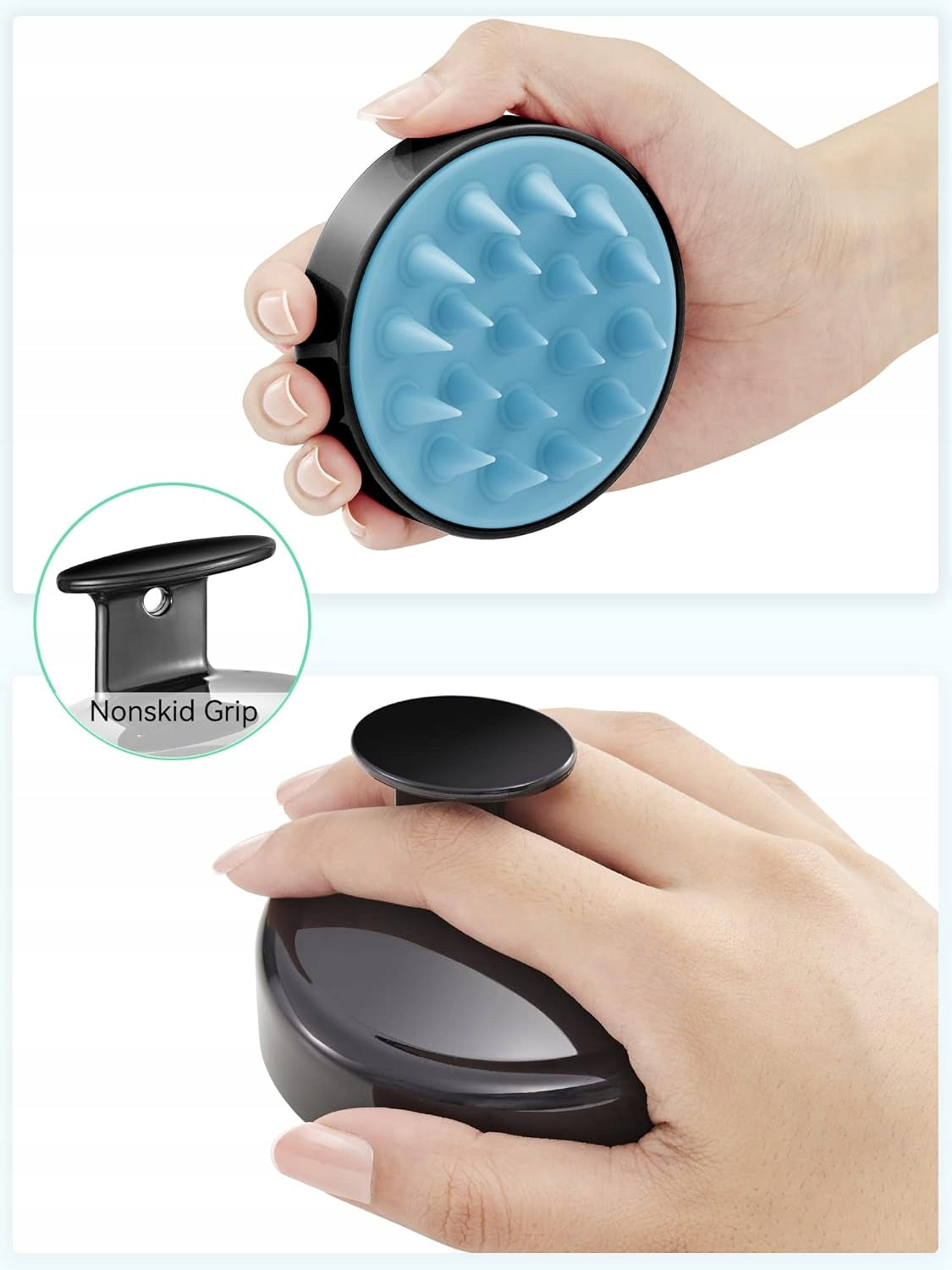 P/32 HEETA Scalp Massager with Soft Silicone Bristles Black Brand no brand