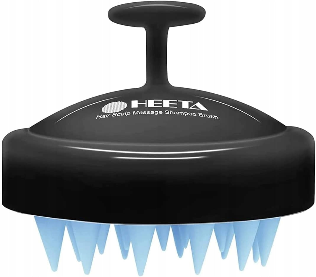 P/32 HEETA Scalp Massager with Soft Silicone Bristles Black