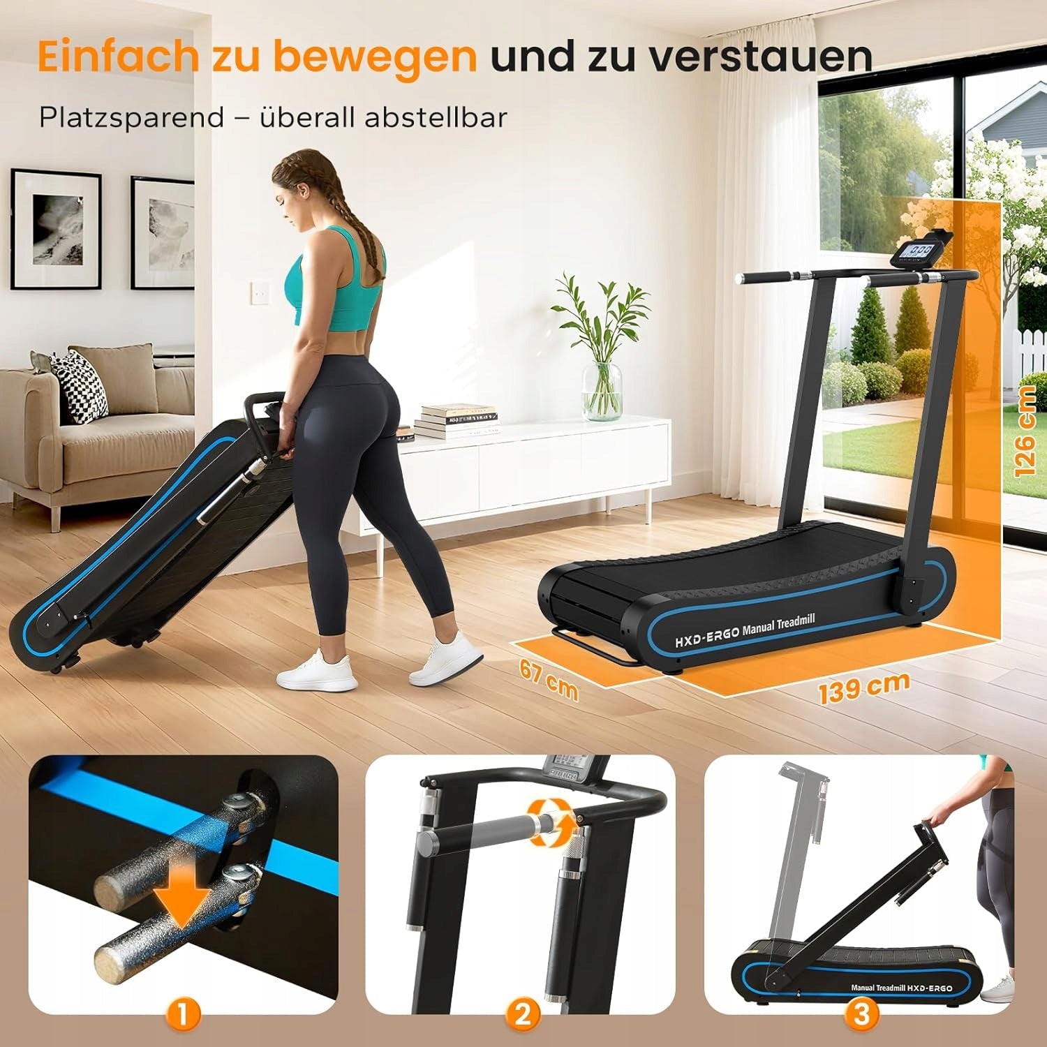 P/40 HXD-ERGO Treadmill without Drive Folding Treadmill with Running App Model X200