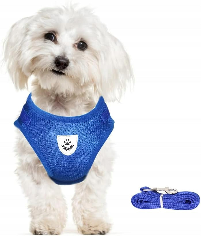 P/54 Cat Dog Harness with Reflective Lanyard Adjustable Blue XL
