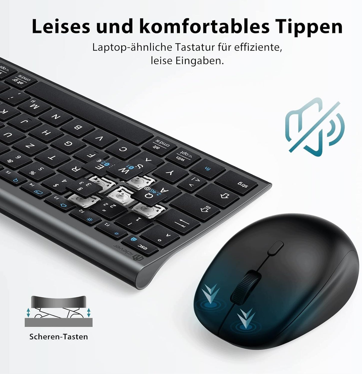 P/70 iClever Bluetooth 5.0 + 2.4G Keyboard with QWERTZ Wireless Mouse Packaging status original