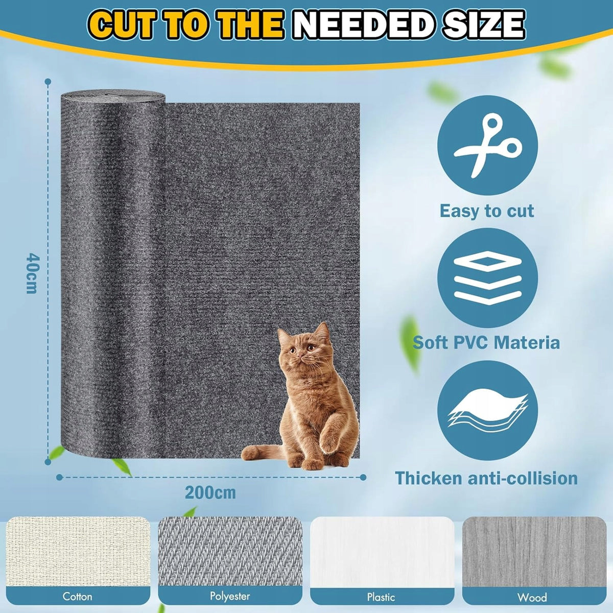 P21 Self-adhesive cat protective mat 30x200cm – Niaetuto, grey Manufacturer code B0DBLM3WSK