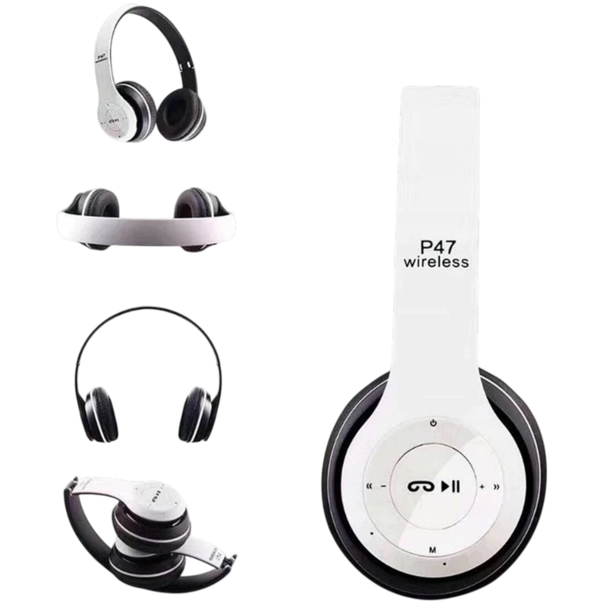 P47 Bluetooth On-Ear Headphones with Microphone and SD Card Reader White Packaging status original