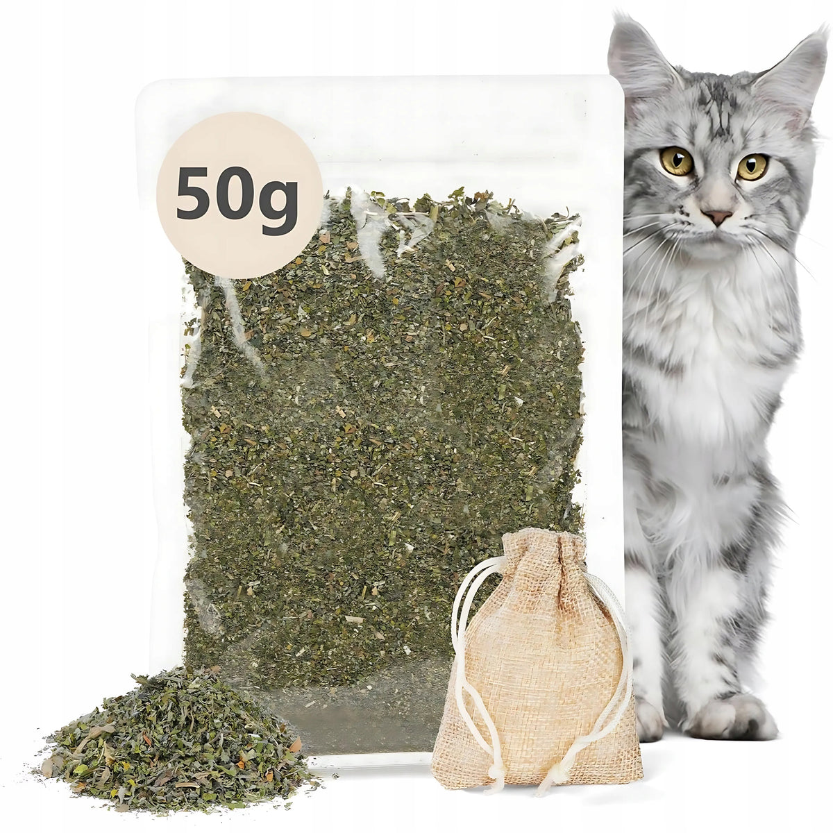 PACK OF DRIED CATNIP LEAVES 50G CAT TREAT PERFECT FOR PLAYTIME