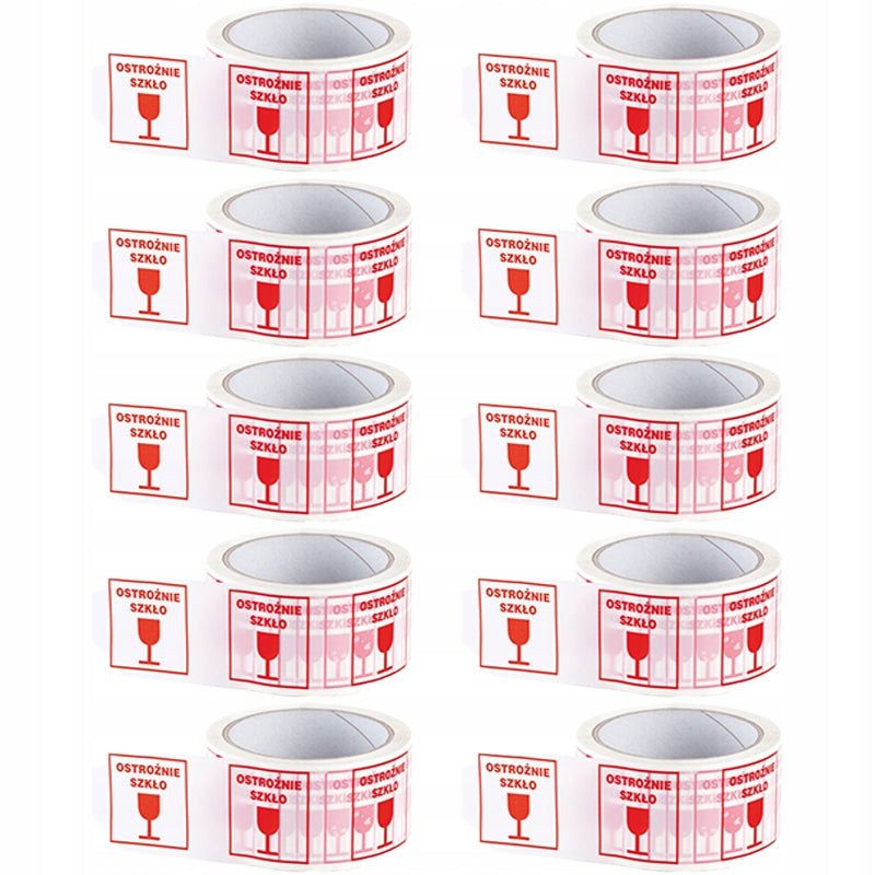 PACKING ADHESIVE TAPE WARNING CAREFULLY GLASS 10PCS