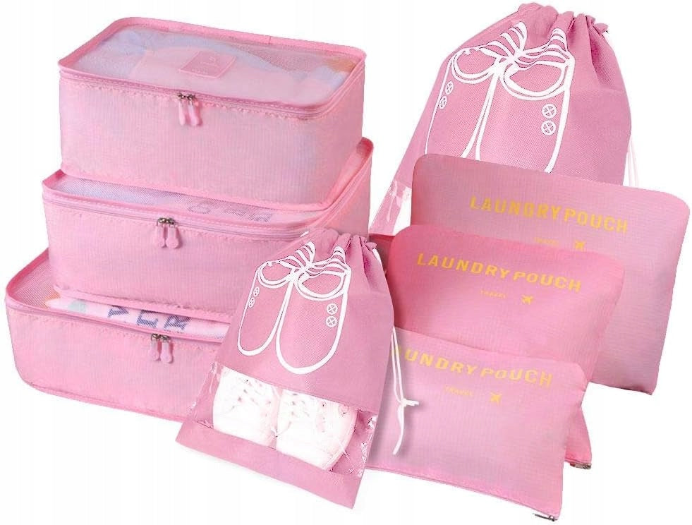 PACKING CUBES 8 PIECES TRAVEL ORGANIZER PINK L