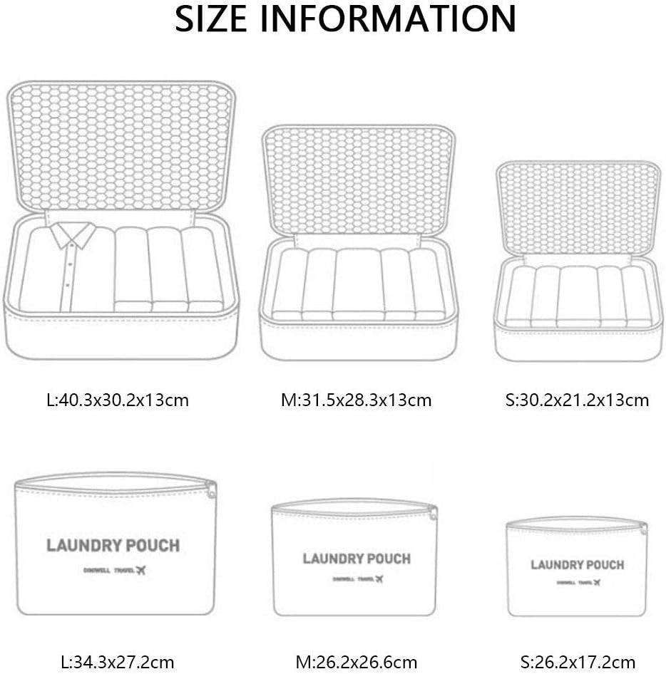 PACKING CUBES AND LAUNDRY BAGS SET OF 6 LUGGAGE ORGANIZER BLACK Color black
