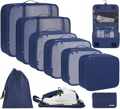 PACKING CUBES SET OF 6 TRAVEL ORGANIZERS LUGGAGE FOR HOME Color beige
