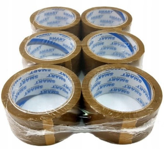 PACKING TAPE 48/50 SMART RUBBER strong solvent 48mm x 50y BROWN 6 PCS