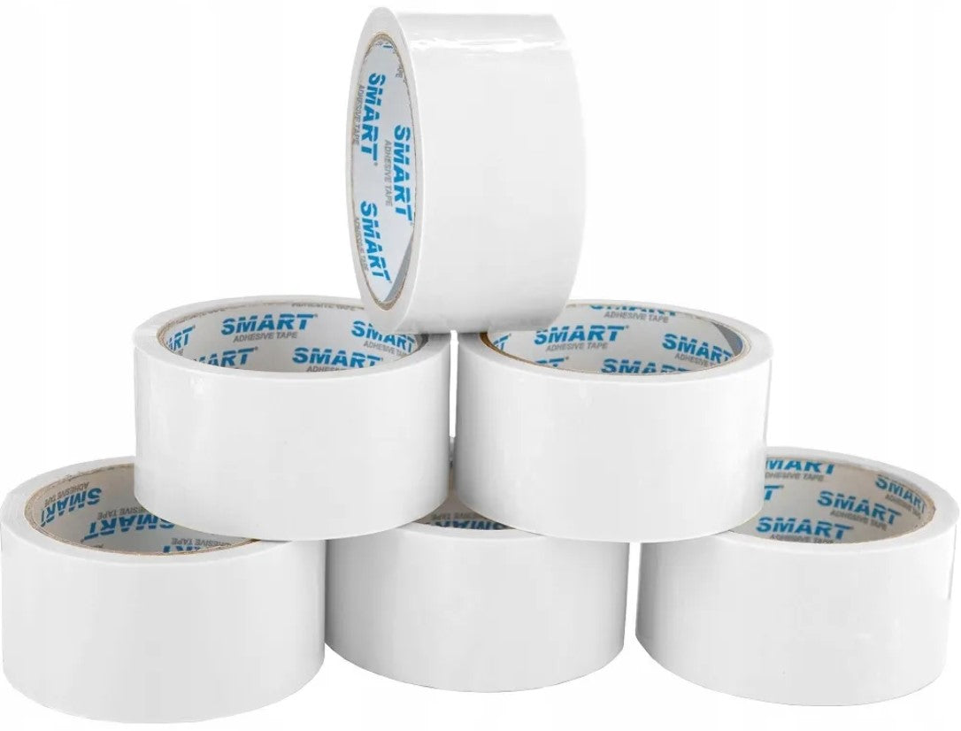 PACKING TAPE STRONG 48/50 SMART RUBBER, STRONG ADHESIVE SOLVENT WHITE 6 PIECES