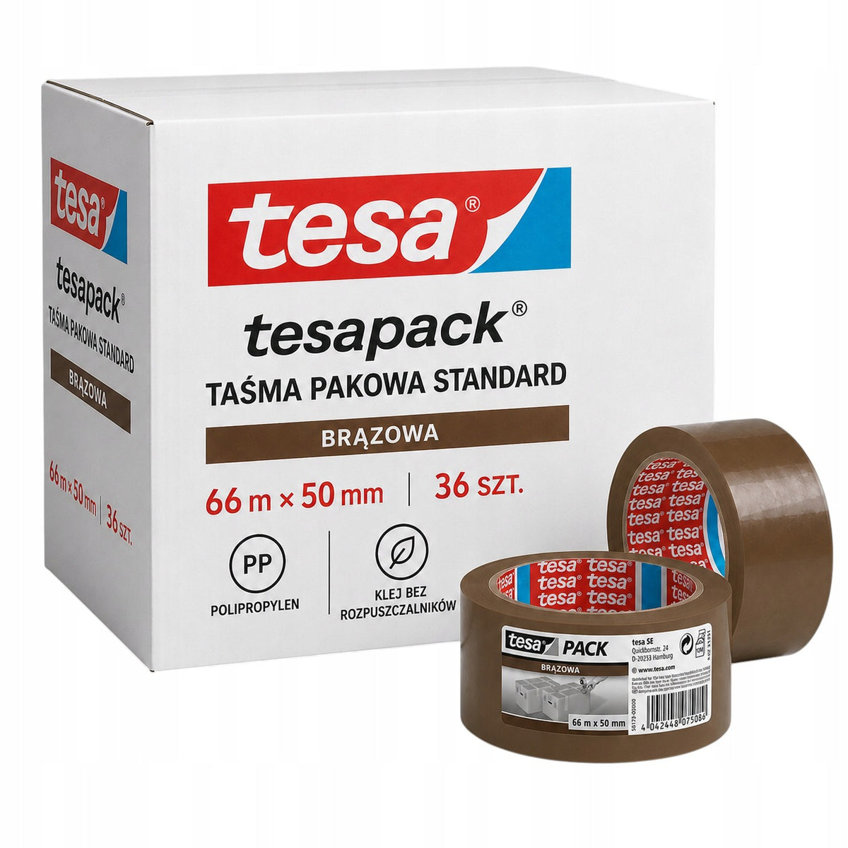 PACKING TAPE TESA PACK STANDARD SOLVENT BROWN ADHESIVE 66 M X 48 MM