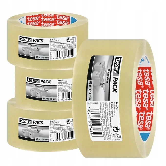 PACKING TAPE TESA PACK STANDARD SOLVENT TRANSPARENT ADHESIVE 66 M X 48 MM