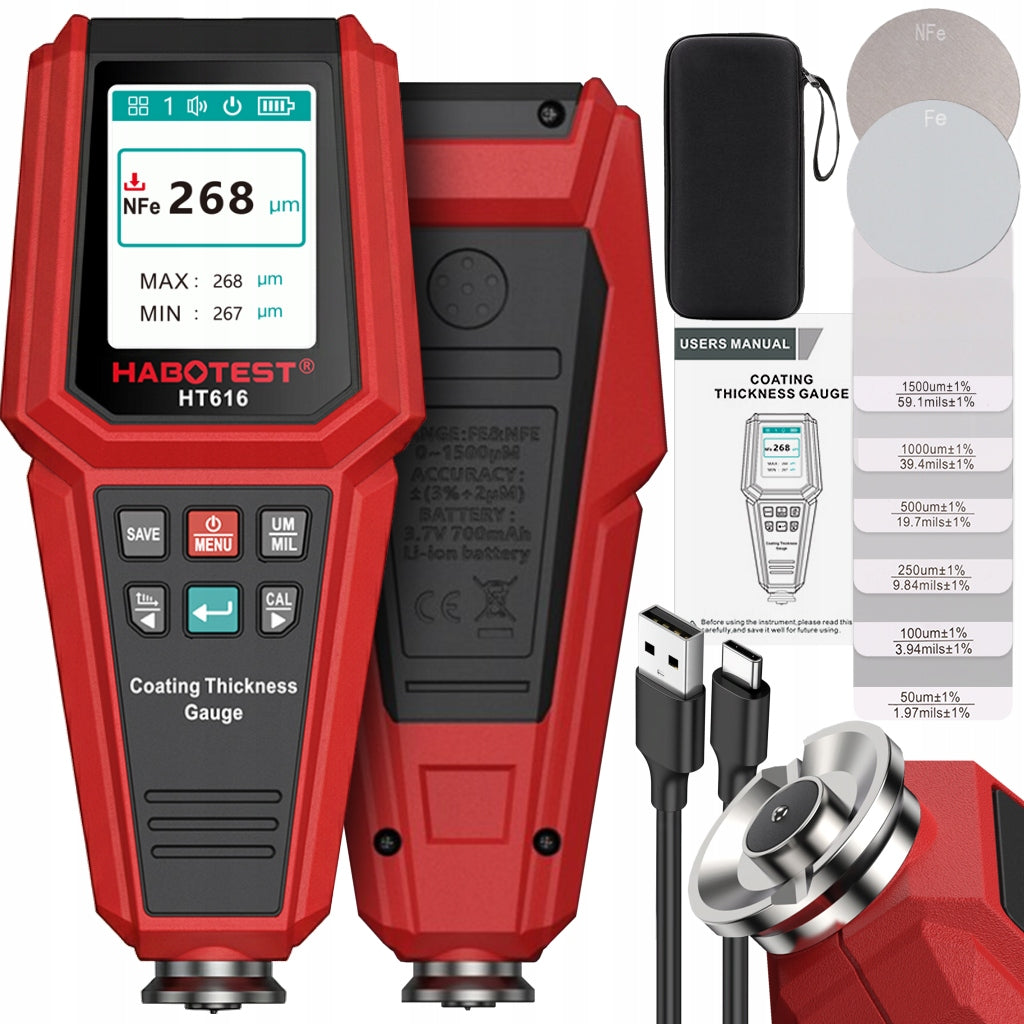 PAINT COATING THICKNESS GAUGE AUTO TESTER ALUMINUM SENSOR COPPER STEEL
