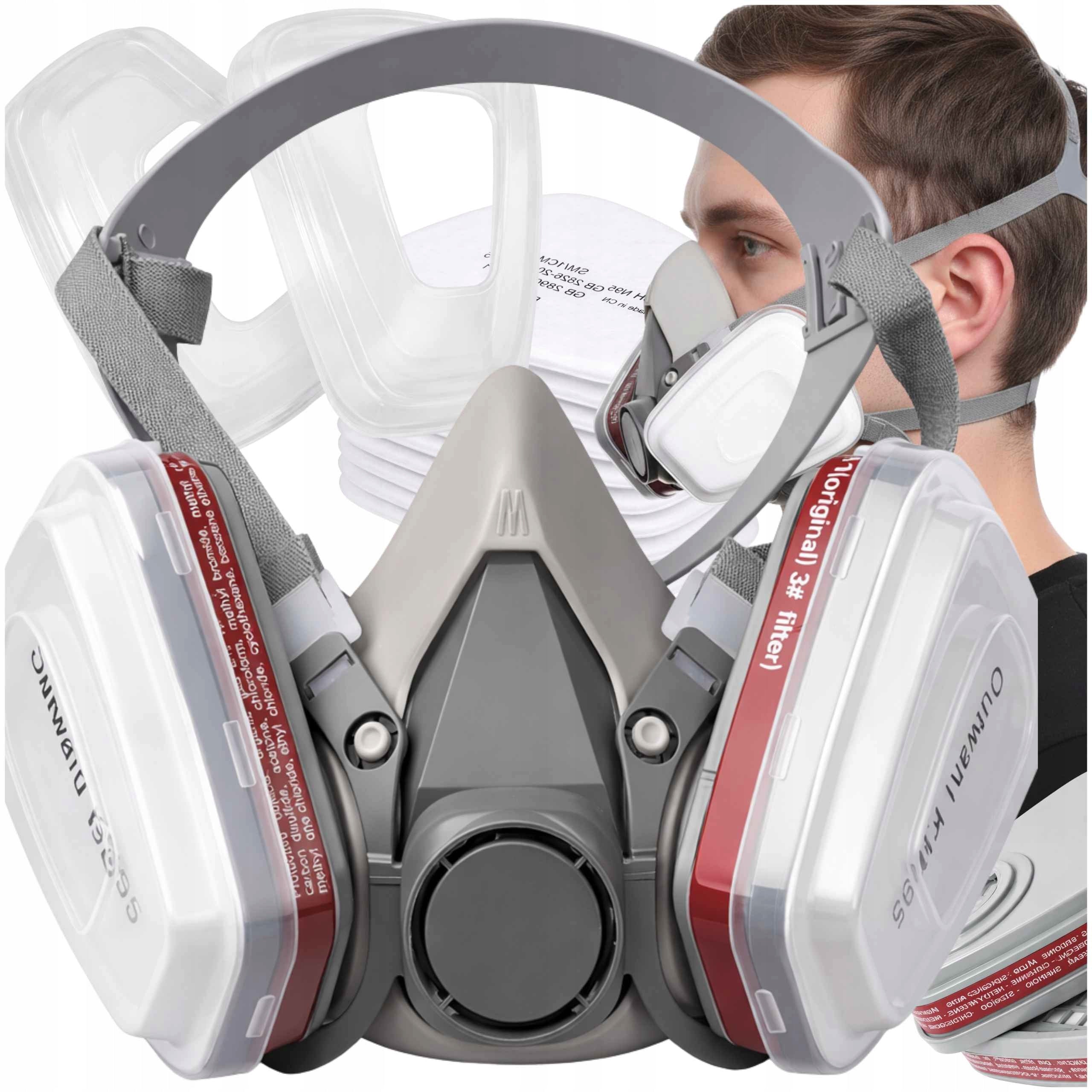 PAINT MASK HALF MASK PROTECTIVE DUST CARTRIDGES CARBON + FILTERS