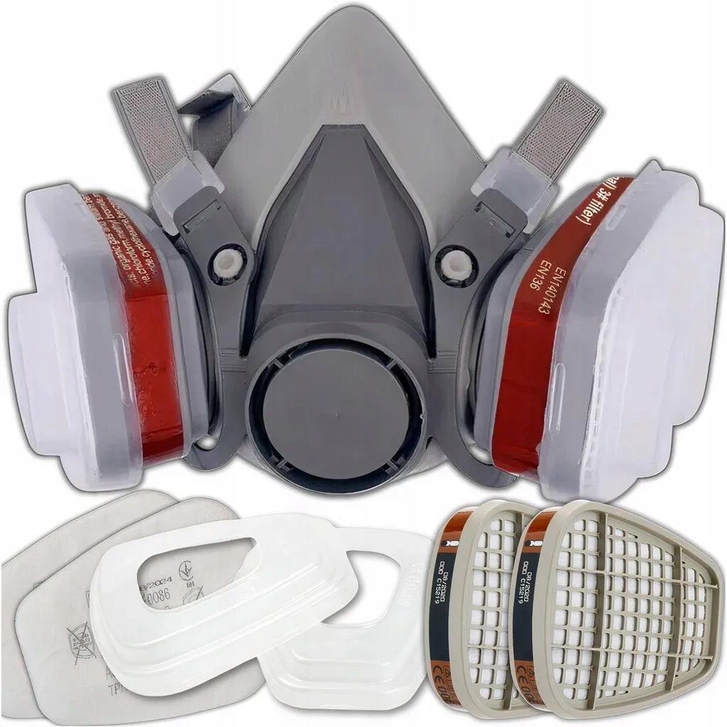 PAINT MASK HALF MASK PROTECTIVE DUST FILTER SET + CARTRIDGES Manufacturer code ZESTAW PÓŁMASKA MASKA LAKIERNICZA