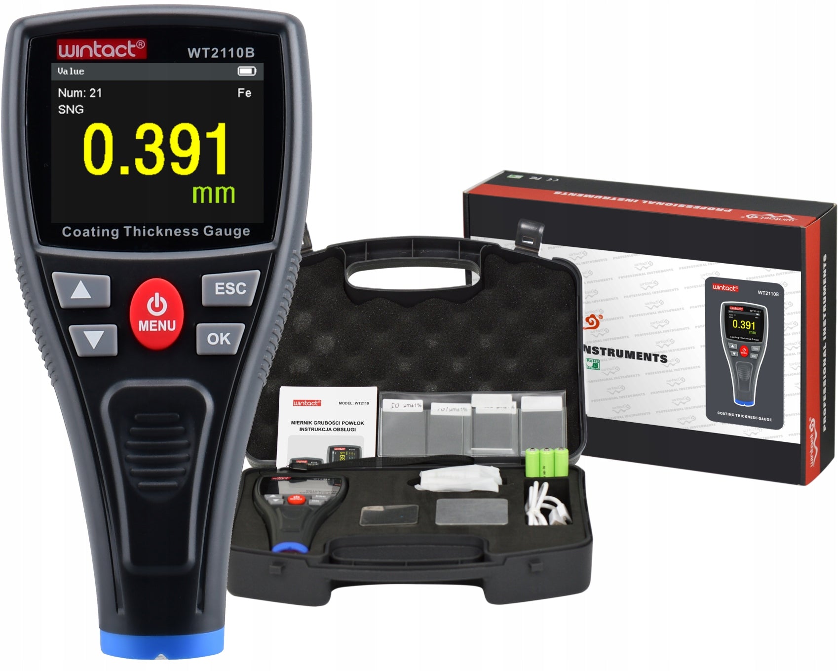 PAINT THICKNESS GAUGE ACCURATE MEASUREMENT OF ALUMINUM COATING HD LCD CHART