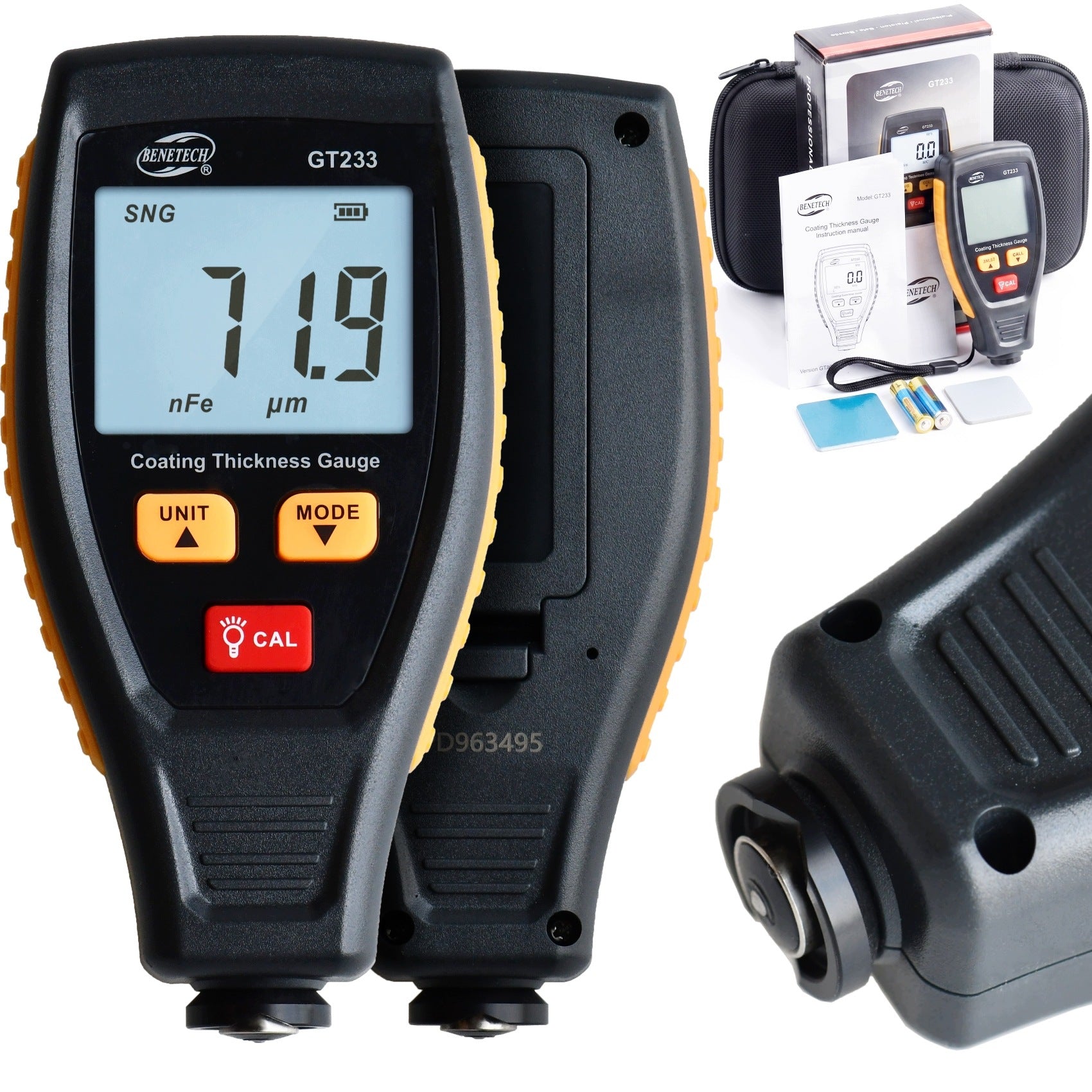 PAINT THICKNESS GAUGE COATING SENSOR AUTOMATIC LCD MATERIAL TESTER