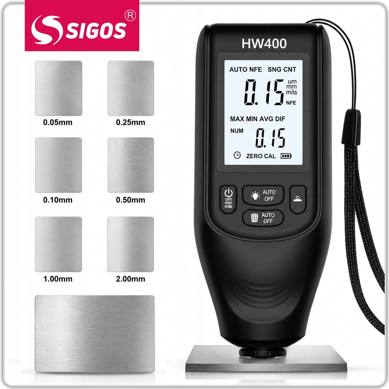 PAINT THICKNESS METER TESTER LCD SENSOR 2000um ALUMINUM STEEL PROBE Manufacturer code SIGOS MIERNIK GRUBOŚCI LAKIERU