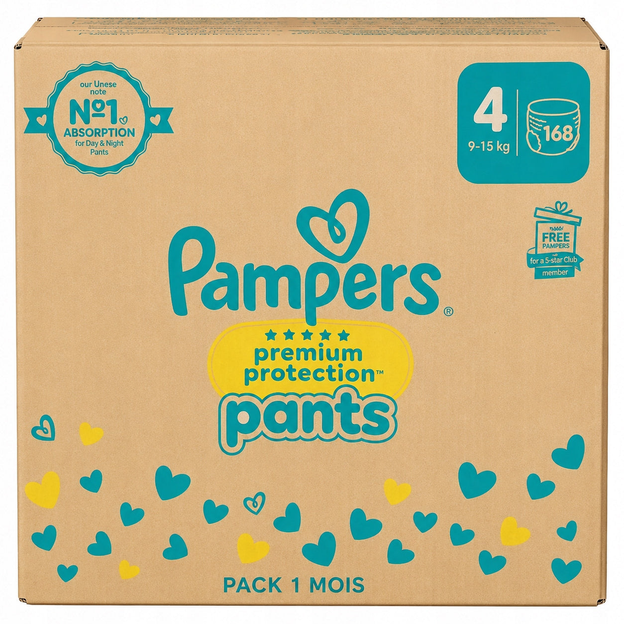 PAMPERS PREMIUM PROTECTION PANTS SIZE 4 9-15 KG 168 PIECES