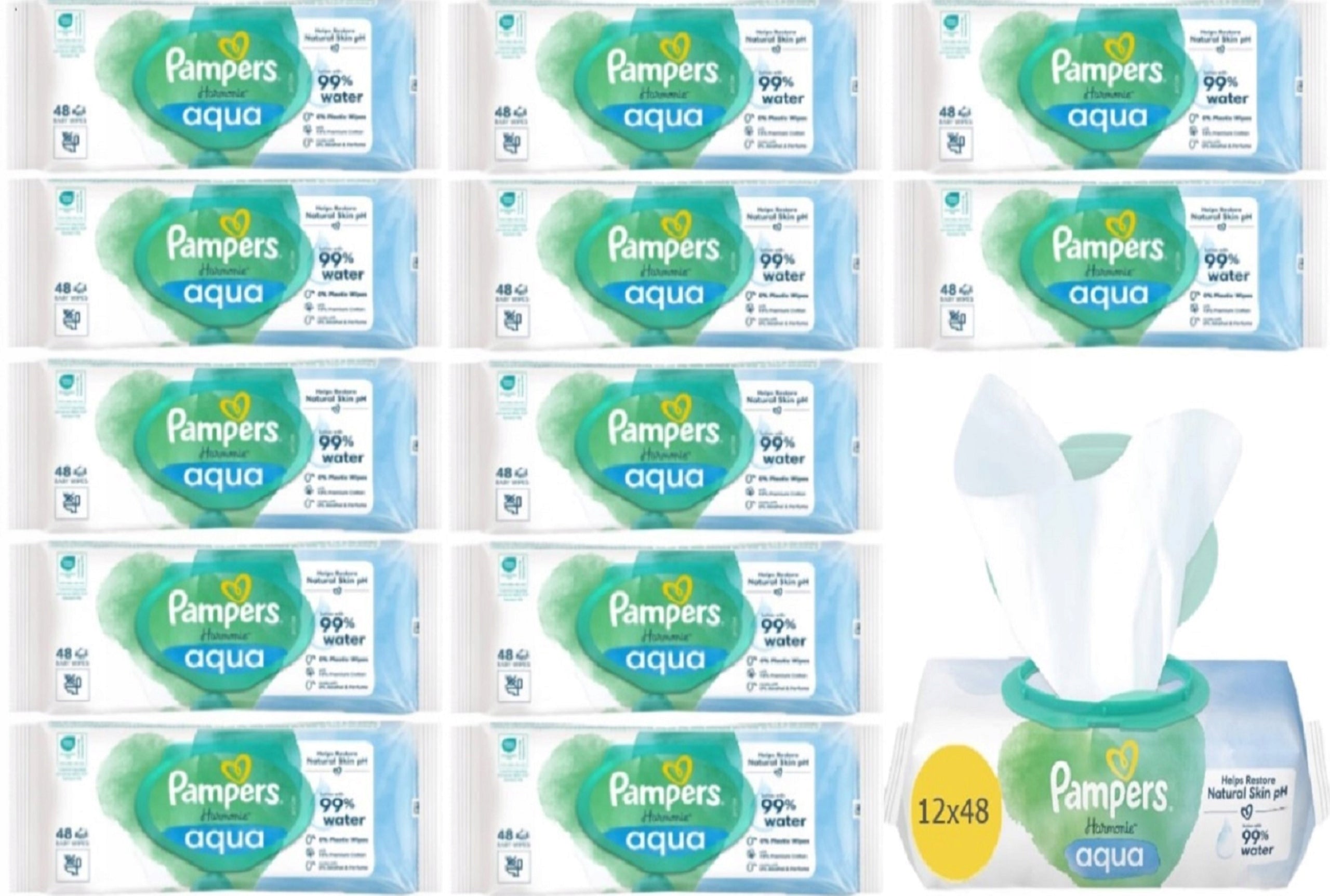 PAMPERS WET WIPES HARMONIE AQUA 12 x 48 pcs
