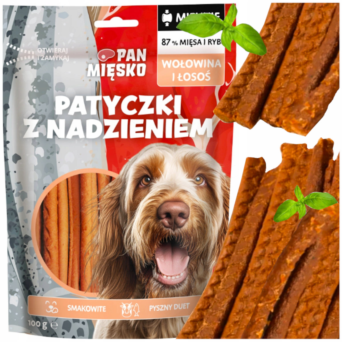 PAN MIĘSKO DOG TREAT DOG FLAVOR TEETHER BEEF WITH SALMON 100G