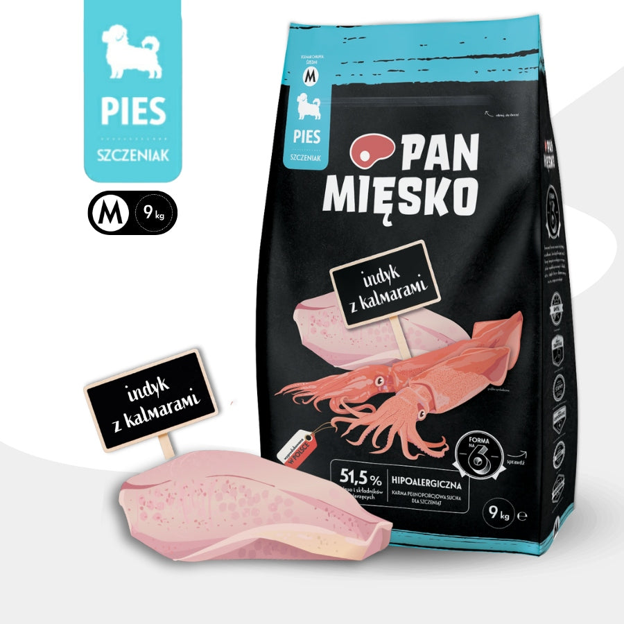 PAN MIĘSKO Dry dog food PUPPIES TURKEY and Seafood VITAMINS M 9kg