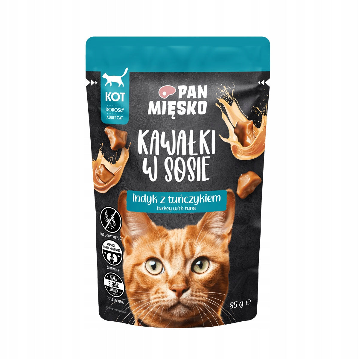 PAN MIĘSKO Pieces in Turkey Sauce with Tuna Wet Cat Food 12x 85g Manufacturer code PAN MIĘSKO Karma mokra kawałki w sosie