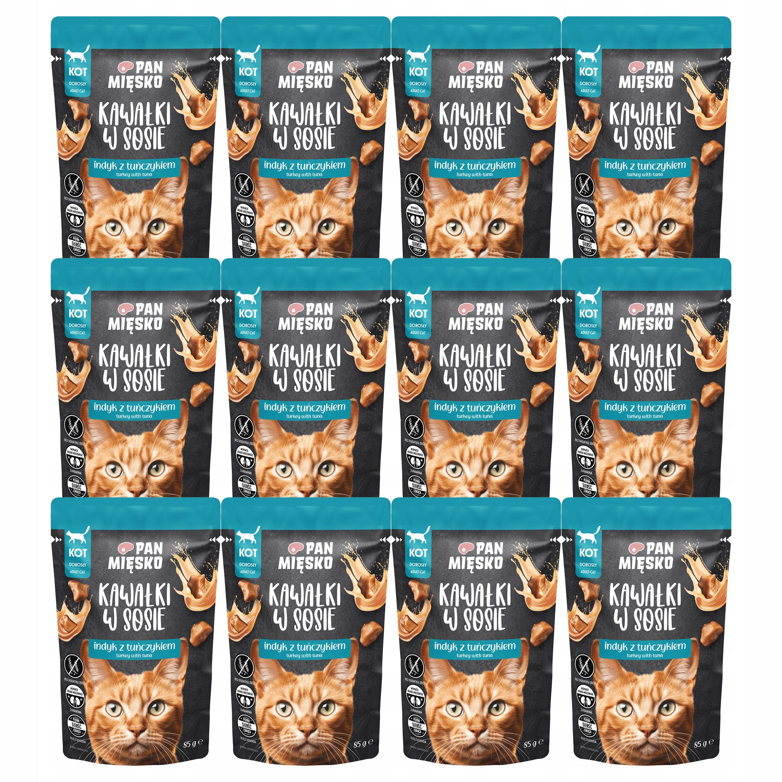 PAN MIĘSKO Pieces in Turkey Sauce with Tuna Wet Cat Food 12x 85g